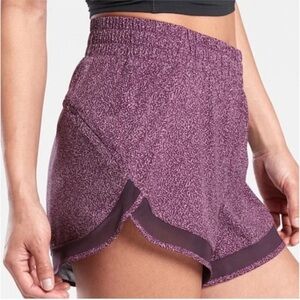 Athleta Printed Mesh Racer Running Shorts Purple EB